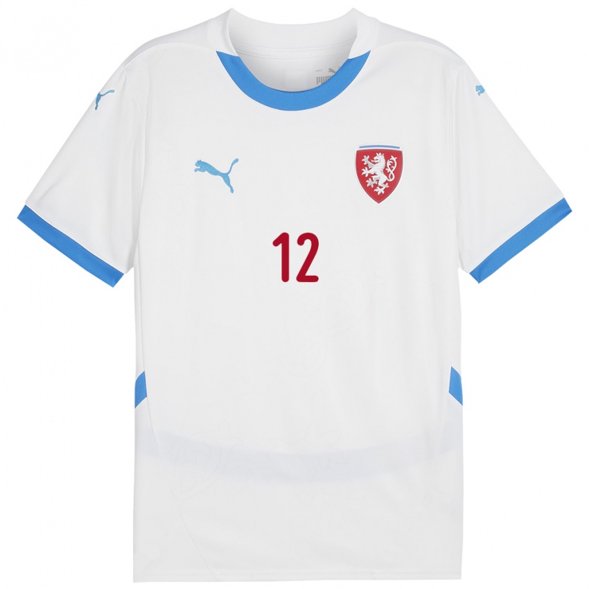 Kinderen Tsjechië Daniel Safarik #12 Wit Uitshirt Uittenue 24-26 T-Shirt