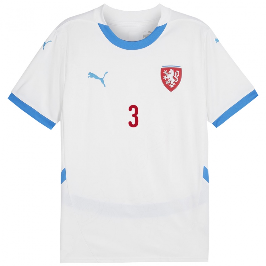 Kinderen Tsjechië Ondrej Kukucka #3 Wit Uitshirt Uittenue 24-26 T-Shirt