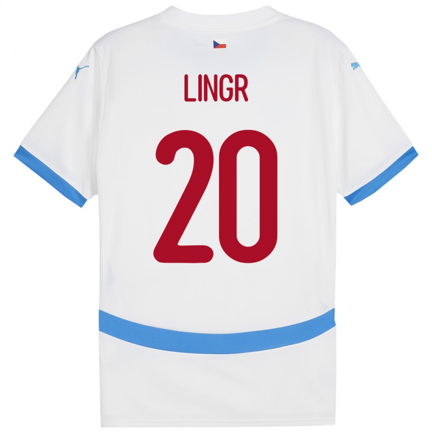 Kinderen Tsjechië Ondrej Lingr #20 Wit Uitshirt Uittenue 24-26 T-Shirt