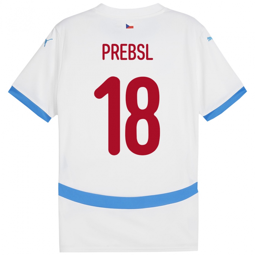 Kinderen Tsjechië Filip Prebsl #18 Wit Uitshirt Uittenue 24-26 T-Shirt