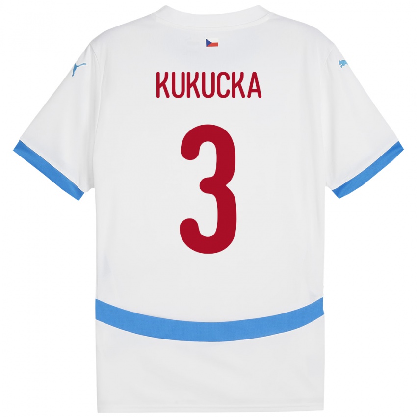 Kinderen Tsjechië Ondrej Kukucka #3 Wit Uitshirt Uittenue 24-26 T-Shirt