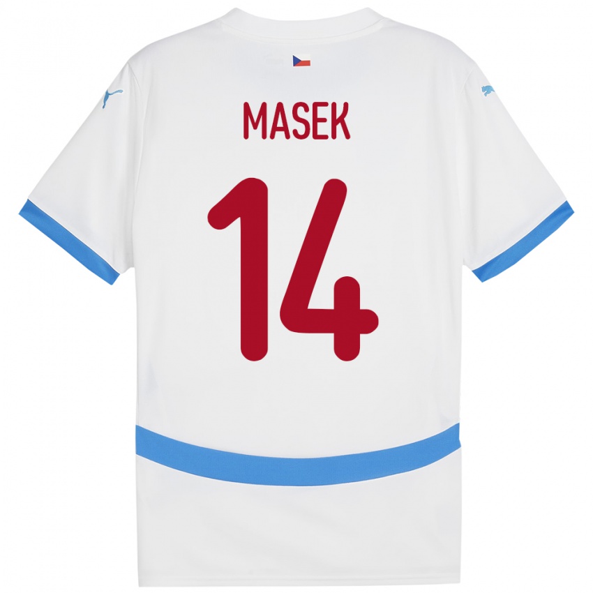 Kinderen Tsjechië Lukas Masek #14 Wit Uitshirt Uittenue 24-26 T-Shirt