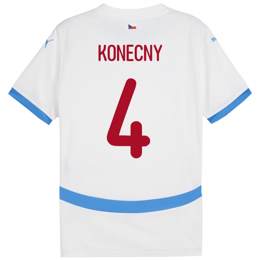 Kinderen Tsjechië Mikulas Konecny #4 Wit Uitshirt Uittenue 24-26 T-Shirt