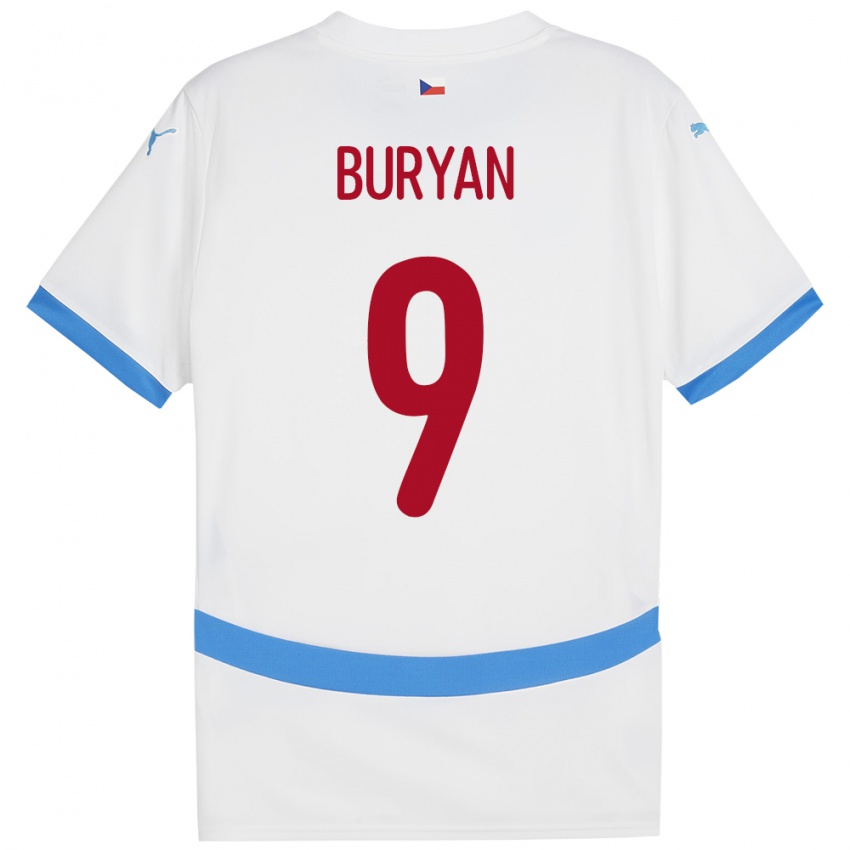 Kinderen Tsjechië Jan Buryan #9 Wit Uitshirt Uittenue 24-26 T-Shirt