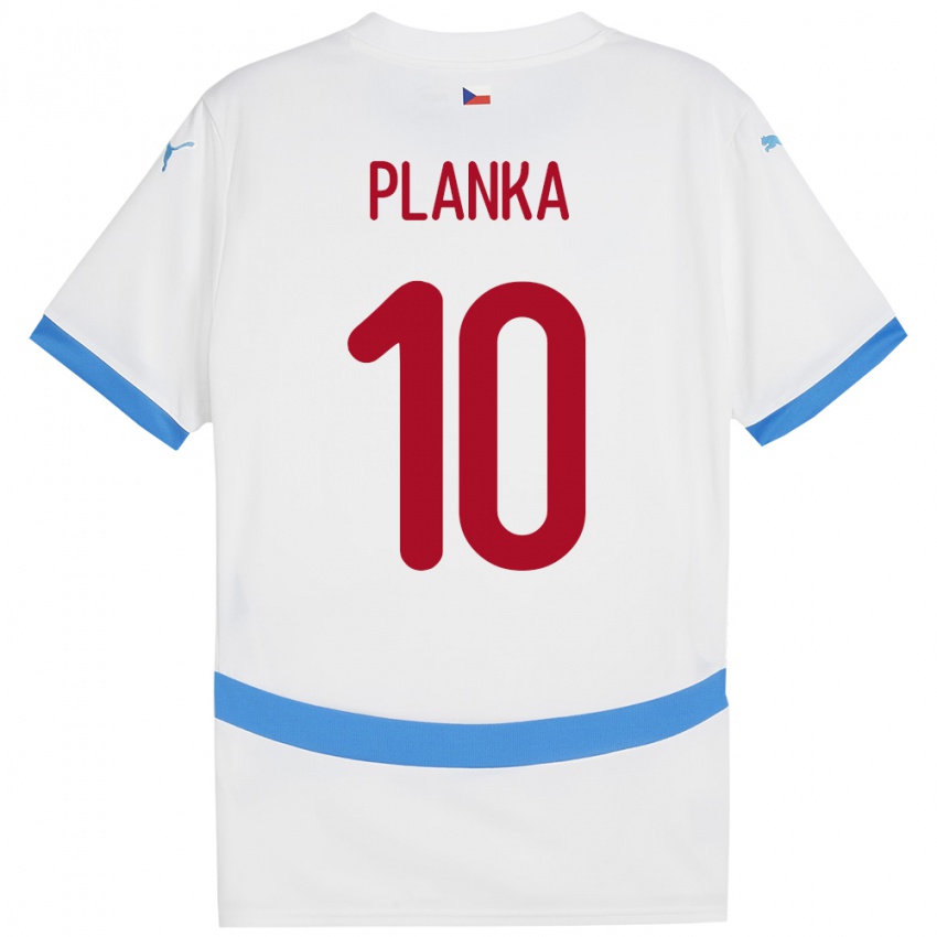 Kinderen Tsjechië David Planka #10 Wit Uitshirt Uittenue 24-26 T-Shirt