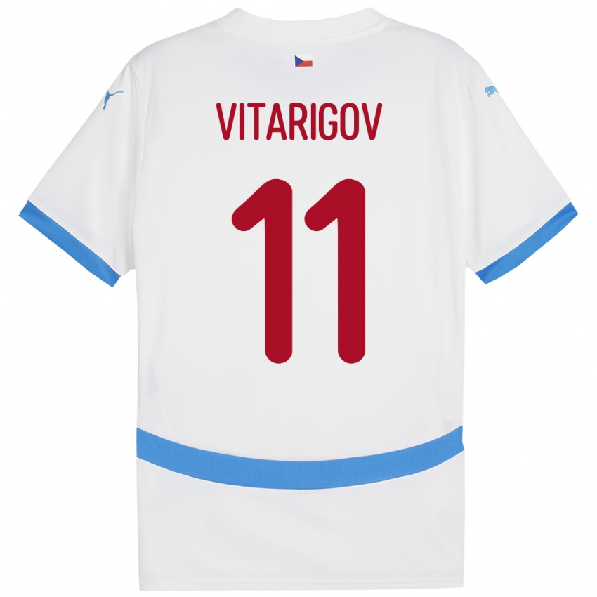 Kinderen Tsjechië Arsen Vitarigov #11 Wit Uitshirt Uittenue 24-26 T-Shirt