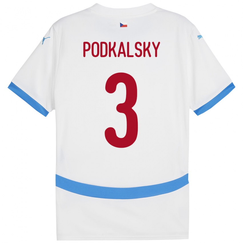 Kinderen Tsjechië Jakub Podkalsky #3 Wit Uitshirt Uittenue 24-26 T-Shirt