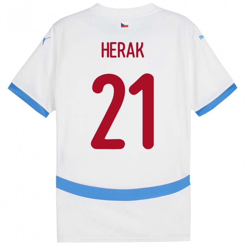 Kinderen Tsjechië Frantisek Herak #21 Wit Uitshirt Uittenue 24-26 T-Shirt