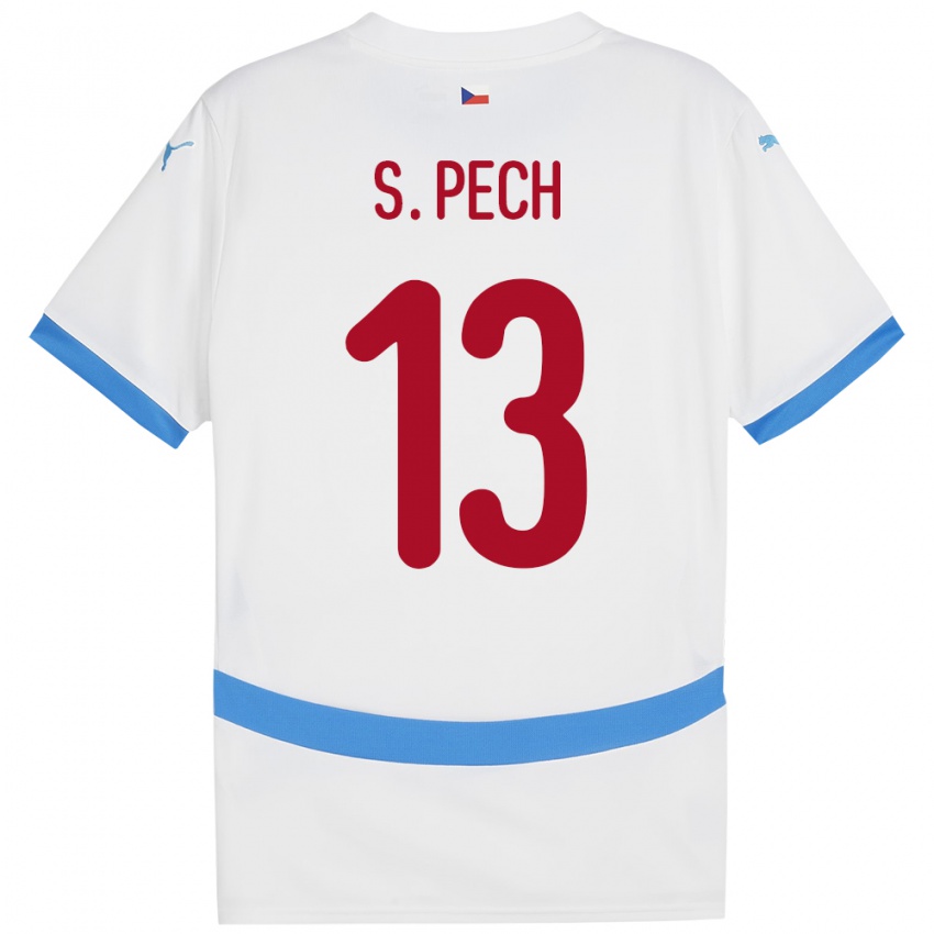 Kinderen Tsjechië Sebastian Pech #13 Wit Uitshirt Uittenue 24-26 T-Shirt