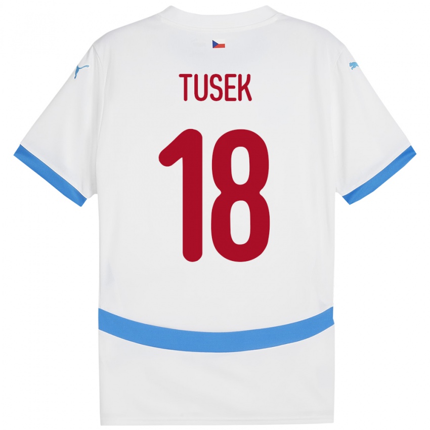 Kinderen Tsjechië Adam Tusek #18 Wit Uitshirt Uittenue 24-26 T-Shirt