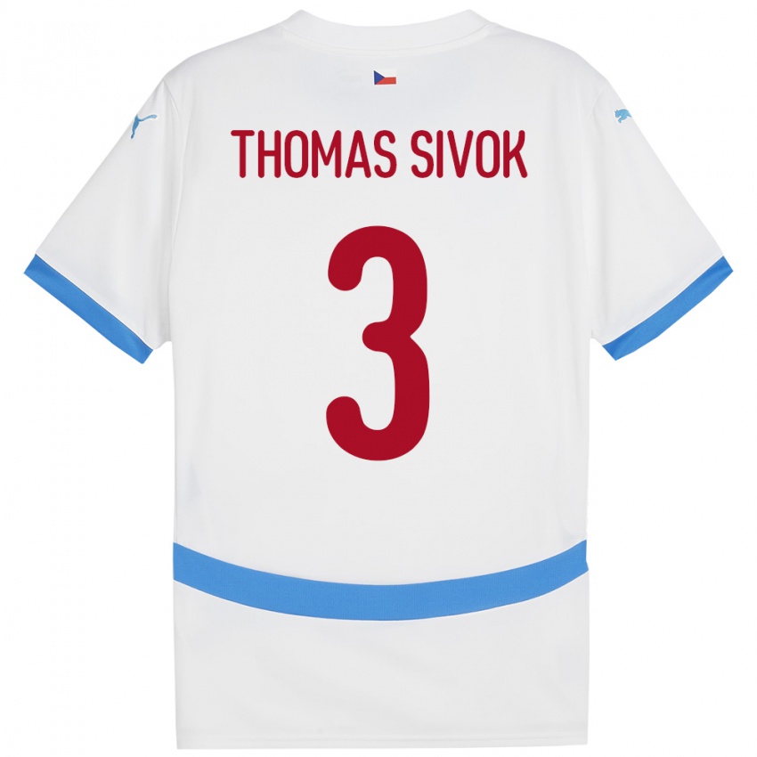 Kinderen Tsjechië Andre Thomas Sivok #3 Wit Uitshirt Uittenue 24-26 T-Shirt