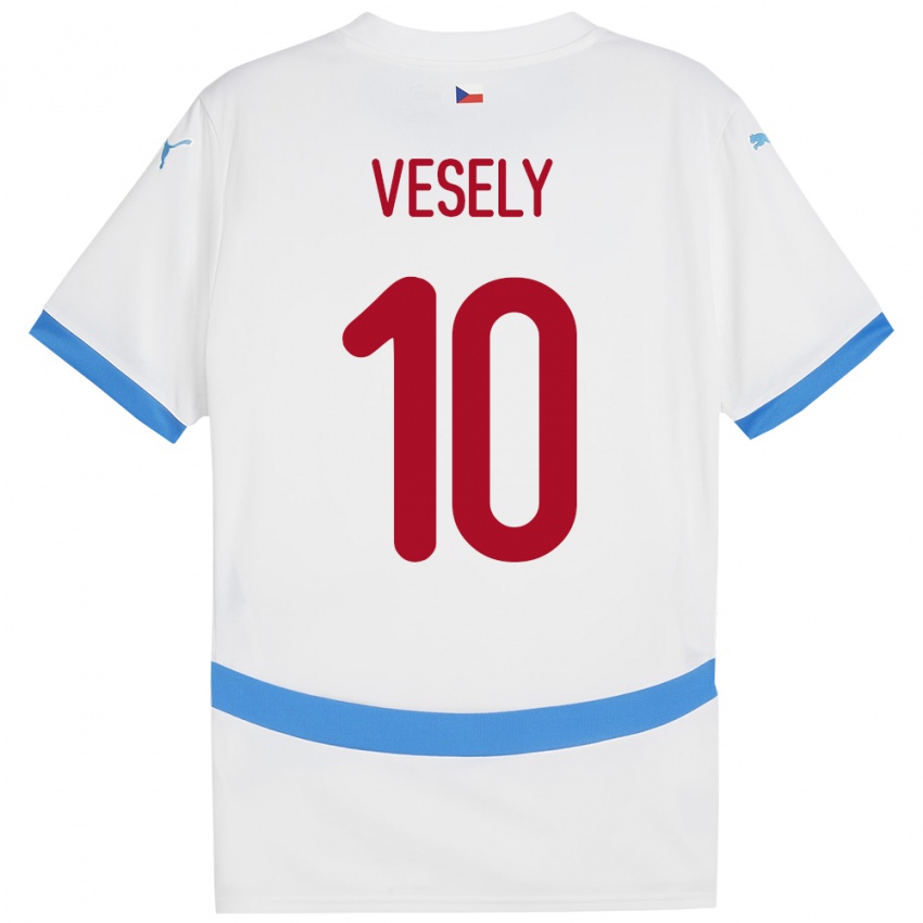 Kinderen Tsjechië David Vesely #10 Wit Uitshirt Uittenue 24-26 T-Shirt