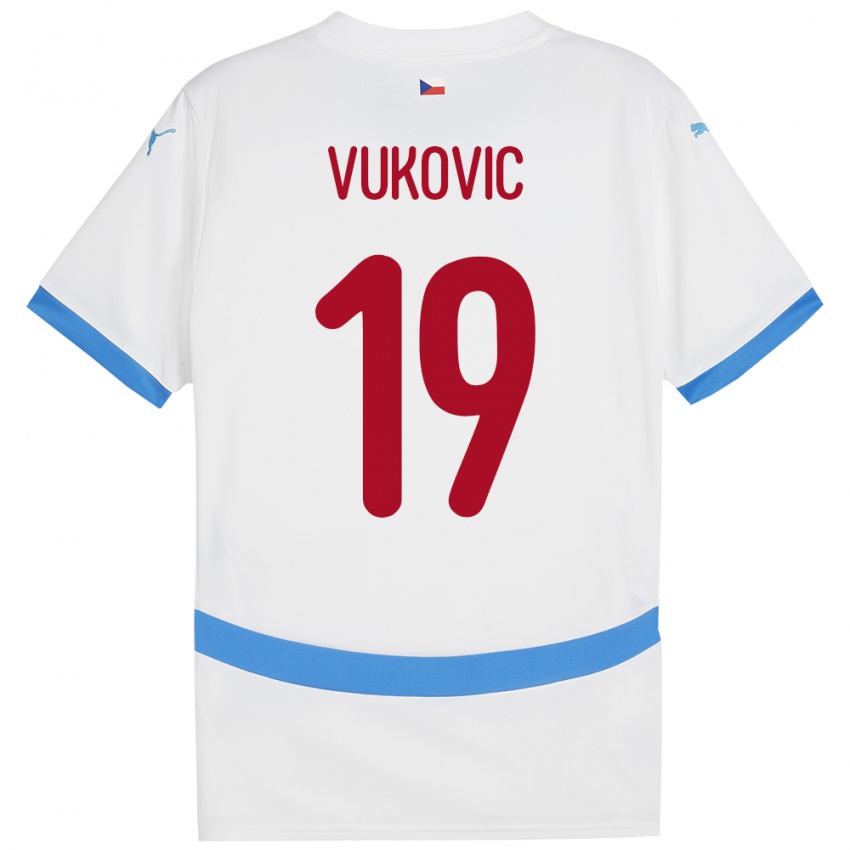 Kinderen Tsjechië Kristian Vukovic #19 Wit Uitshirt Uittenue 24-26 T-Shirt