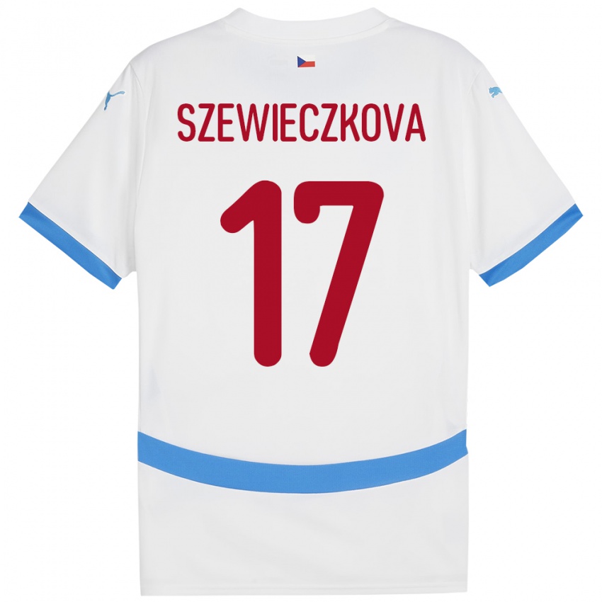 Kinderen Tsjechië Tereza Szewieczková #17 Wit Uitshirt Uittenue 24-26 T-Shirt