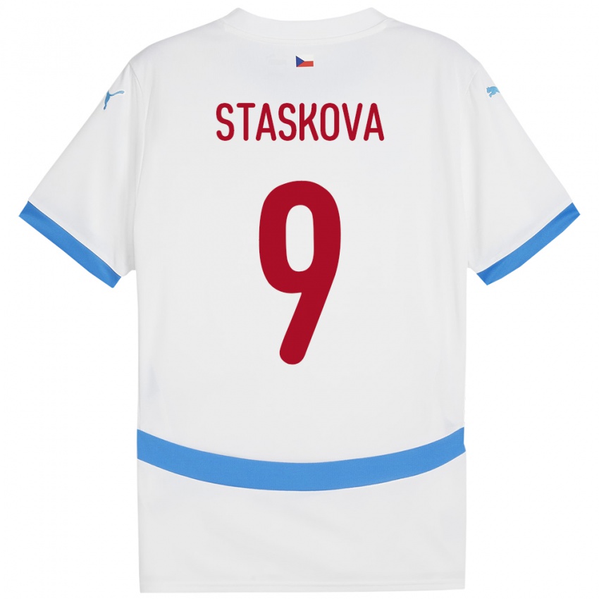 Kinderen Tsjechië Andrea Stašková #9 Wit Uitshirt Uittenue 24-26 T-Shirt