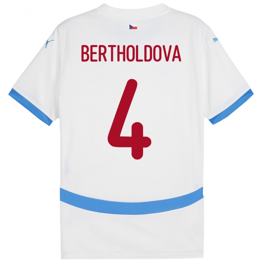 Kinderen Tsjechië Petra Bertholdová #4 Wit Uitshirt Uittenue 24-26 T-Shirt