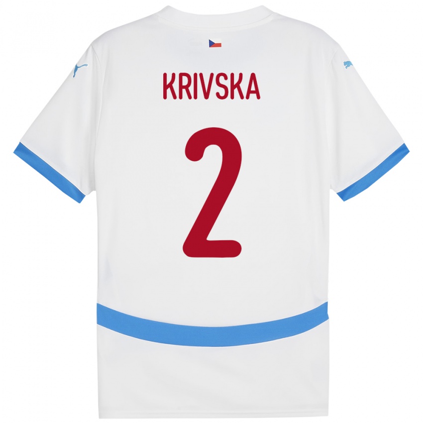 Kinderen Tsjechië Karolína Křivská #2 Wit Uitshirt Uittenue 24-26 T-Shirt