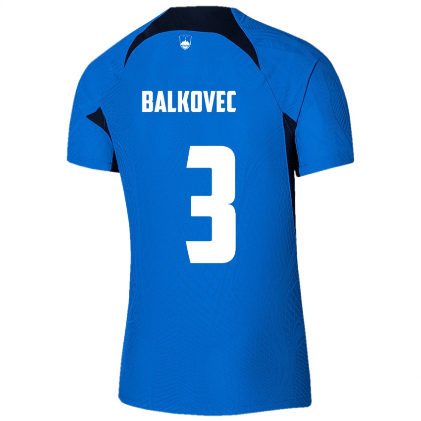 Kinderen Slovenië Jure Balkovec #3 Blauw Uitshirt Uittenue 24-26 T-Shirt