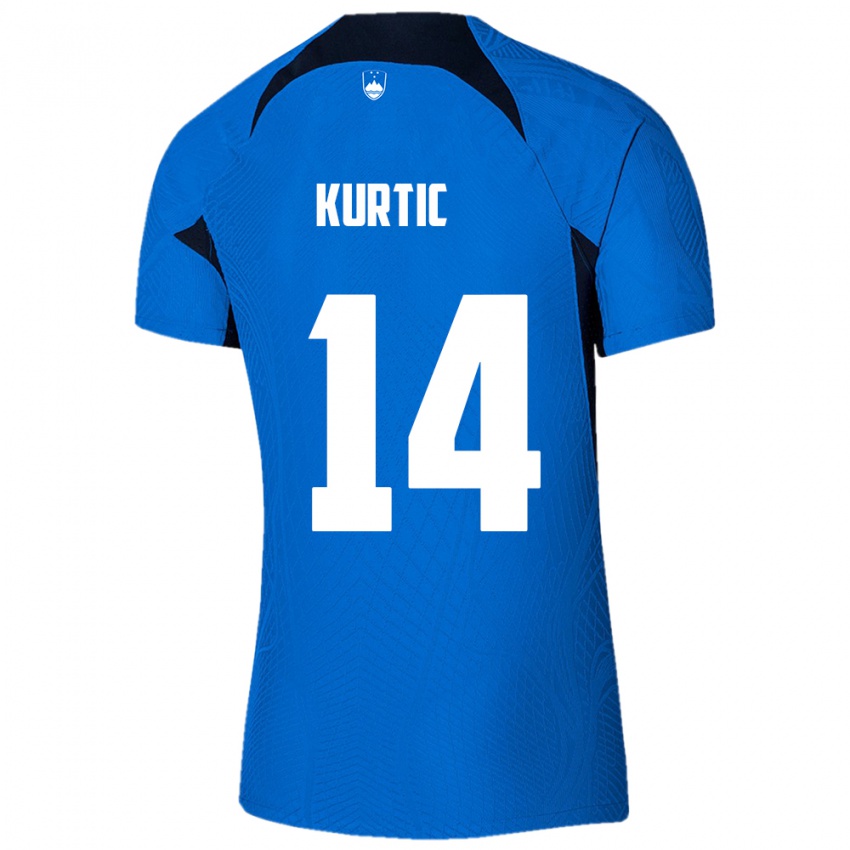 Kinderen Slovenië Jasmin Kurtic #14 Blauw Uitshirt Uittenue 24-26 T-Shirt