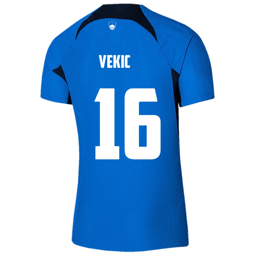 Kinderen Slovenië Igor Vekic #16 Blauw Uitshirt Uittenue 24-26 T-Shirt