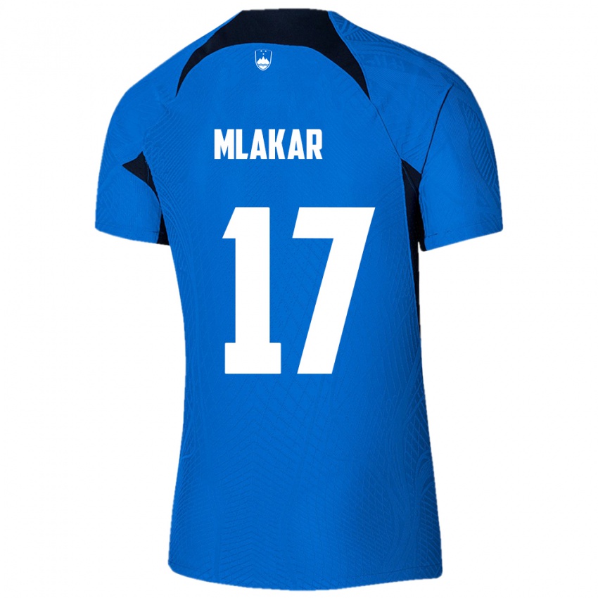 Kinderen Slovenië Jan Mlakar #17 Blauw Uitshirt Uittenue 24-26 T-Shirt