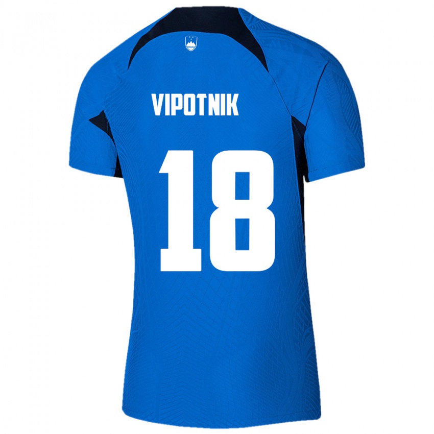 Kinderen Slovenië Zan Vipotnik #18 Blauw Uitshirt Uittenue 24-26 T-Shirt