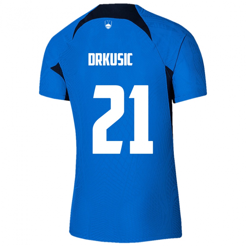 Kinderen Slovenië Vanja Drkusic #21 Blauw Uitshirt Uittenue 24-26 T-Shirt