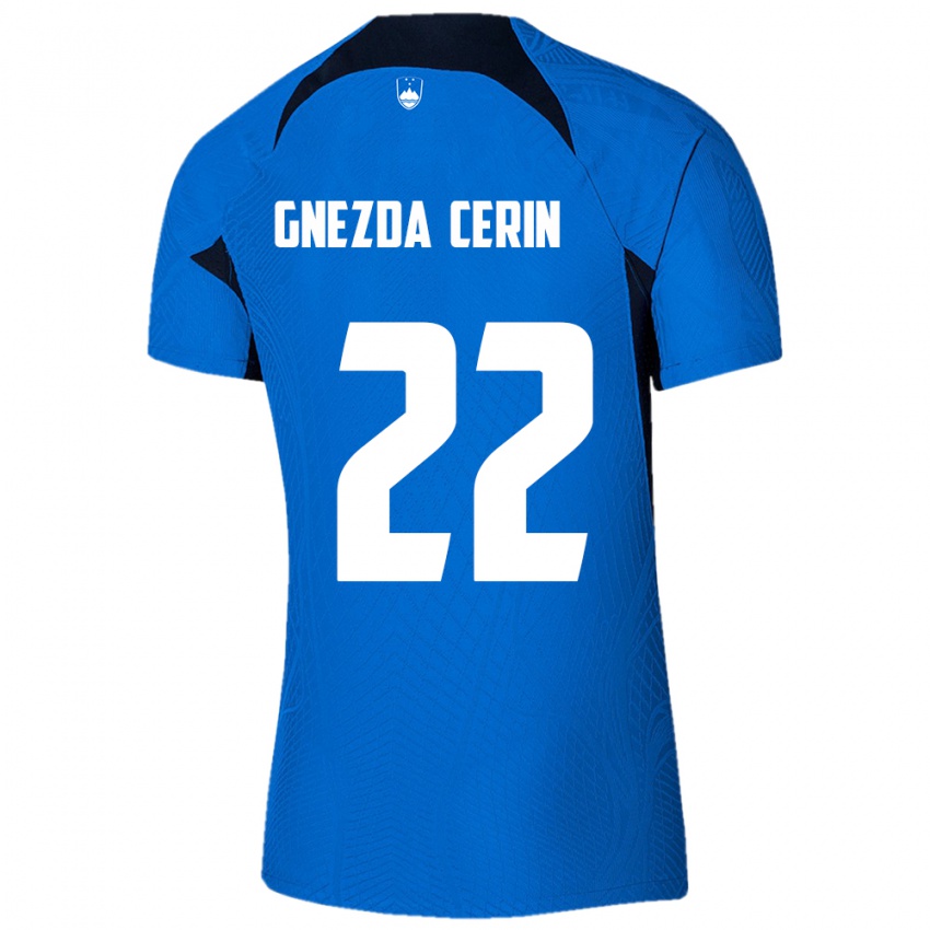 Kinderen Slovenië Adam Gnezda Cerin #22 Blauw Uitshirt Uittenue 24-26 T-Shirt