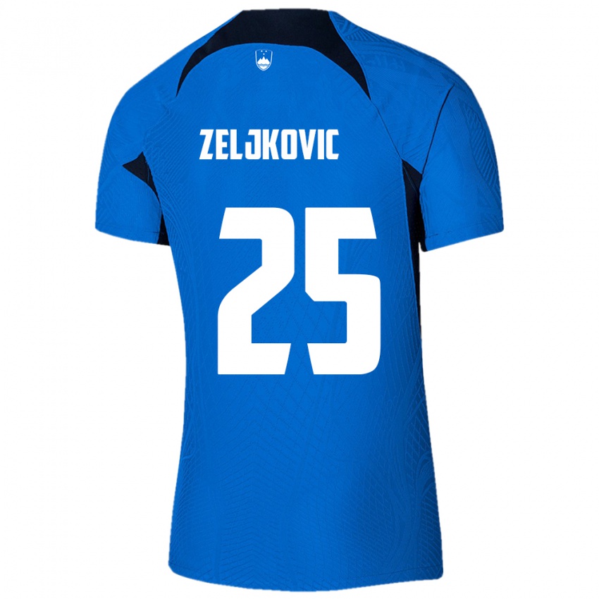 Kinderen Slovenië Adrian Zeljkovic #25 Blauw Uitshirt Uittenue 24-26 T-Shirt