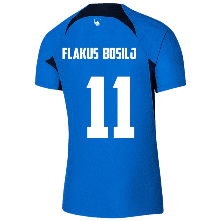 Kinderen Slovenië David Flakus Bosilj #11 Blauw Uitshirt Uittenue 24-26 T-Shirt