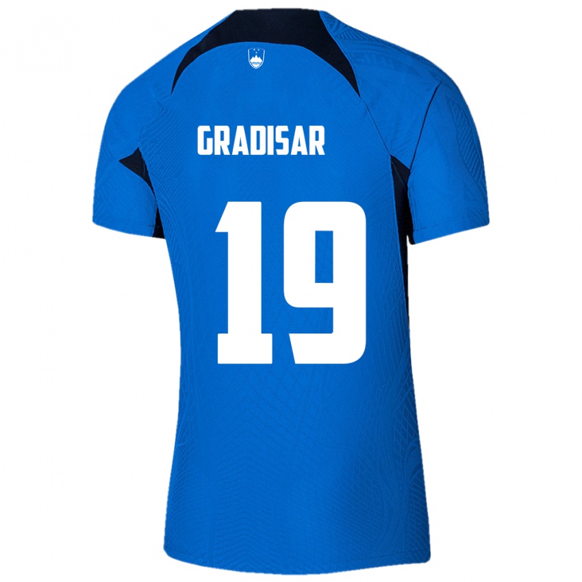 Kinderen Slovenië Nejc Gradisar #19 Blauw Uitshirt Uittenue 24-26 T-Shirt