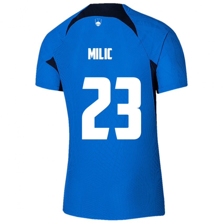 Kinderen Slovenië Nino Milic #23 Blauw Uitshirt Uittenue 24-26 T-Shirt