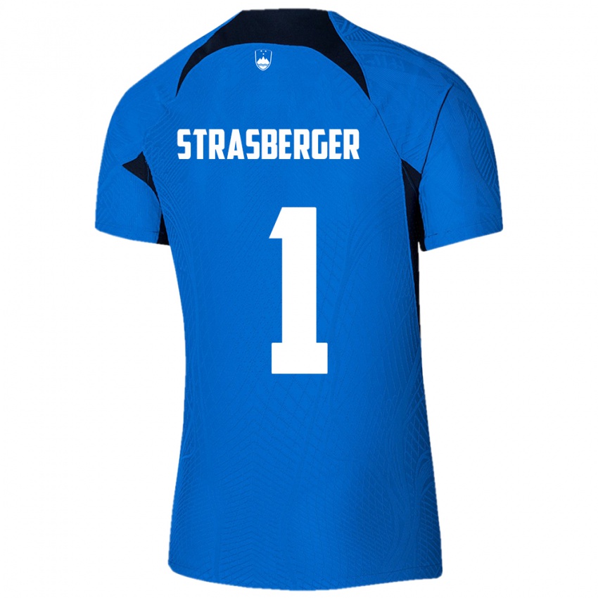 Kinderen Slovenië Tim Strasberger #1 Blauw Uitshirt Uittenue 24-26 T-Shirt