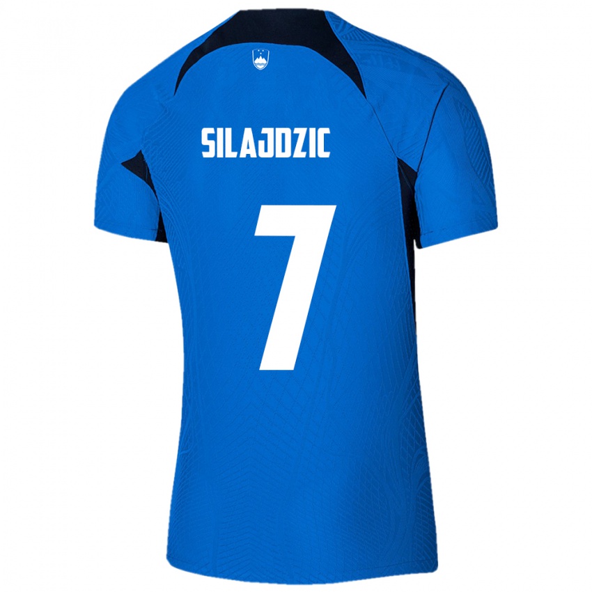 Kinderen Slovenië Riad Silajdzic #7 Blauw Uitshirt Uittenue 24-26 T-Shirt