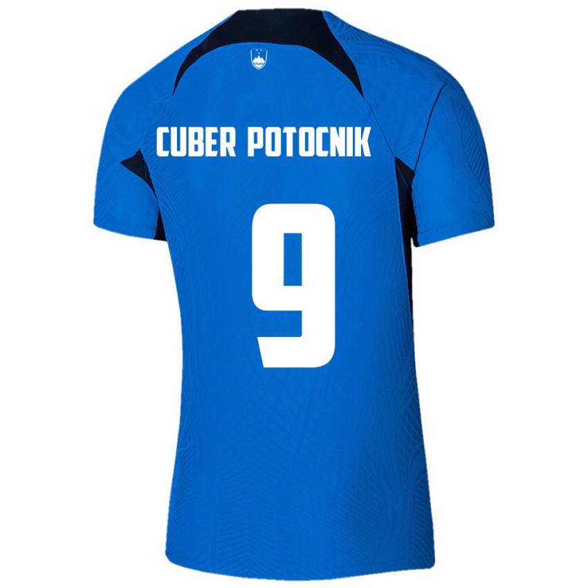 Kinderen Slovenië Jaka Cuber Potocnik #9 Blauw Uitshirt Uittenue 24-26 T-Shirt