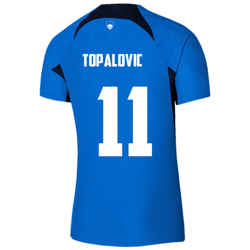 Kinderen Slovenië Luka Topalovic #11 Blauw Uitshirt Uittenue 24-26 T-Shirt