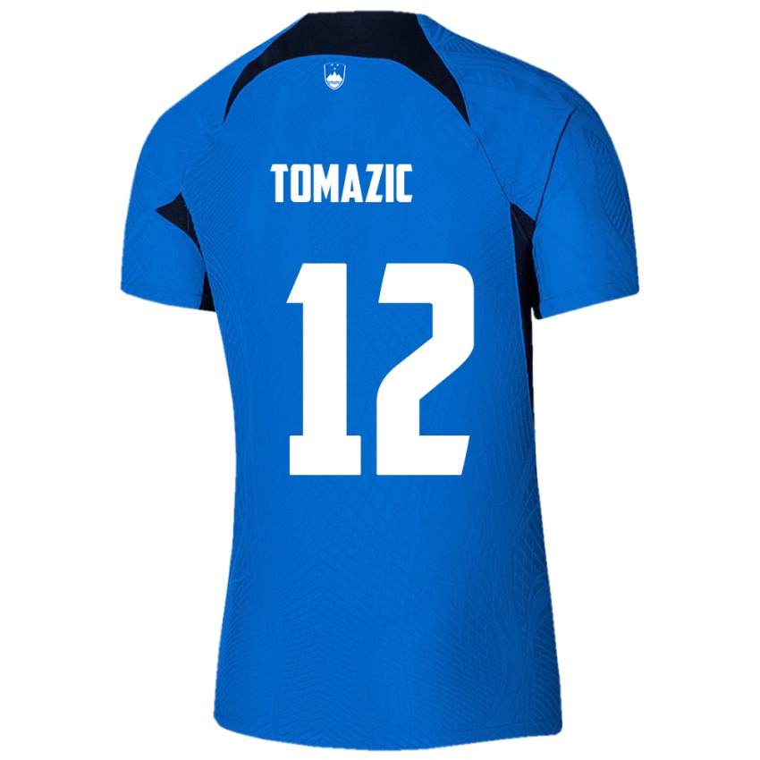 Kinderen Slovenië Lukas Tomazic #12 Blauw Uitshirt Uittenue 24-26 T-Shirt