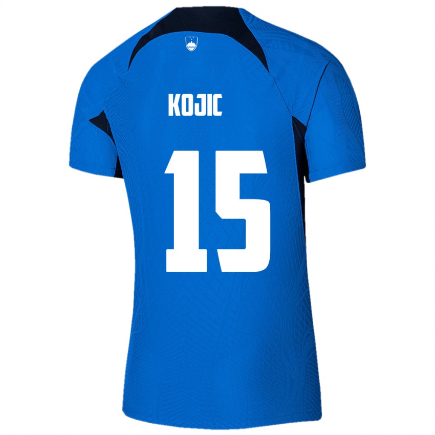 Kinderen Slovenië Dino Kojic #15 Blauw Uitshirt Uittenue 24-26 T-Shirt