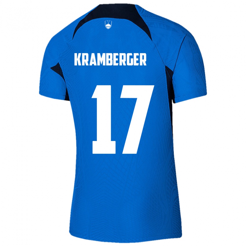 Kinderen Slovenië Enej Kramberger #17 Blauw Uitshirt Uittenue 24-26 T-Shirt