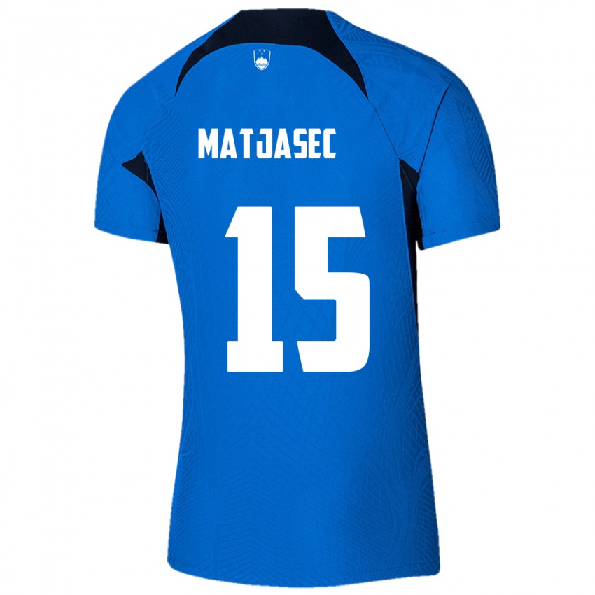 Kinderen Slovenië Miha Matjasec #15 Blauw Uitshirt Uittenue 24-26 T-Shirt