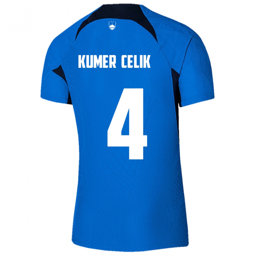 Kinderen Slovenië An Kumer Celik #4 Blauw Uitshirt Uittenue 24-26 T-Shirt