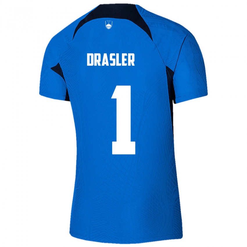 Kinderen Slovenië Iztok Drasler #1 Blauw Uitshirt Uittenue 24-26 T-Shirt