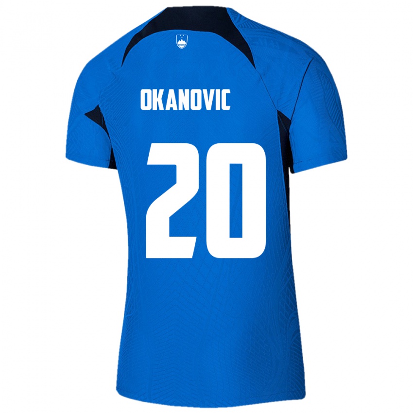 Kinderen Slovenië Deen Okanovic #20 Blauw Uitshirt Uittenue 24-26 T-Shirt