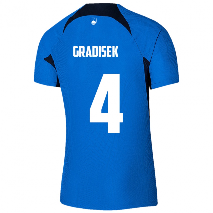 Kinderen Slovenië Sara Gradišek #4 Blauw Uitshirt Uittenue 24-26 T-Shirt