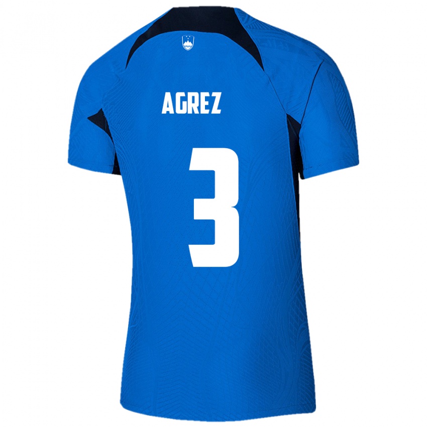 Kinderen Slovenië Sara Agrež #3 Blauw Uitshirt Uittenue 24-26 T-Shirt