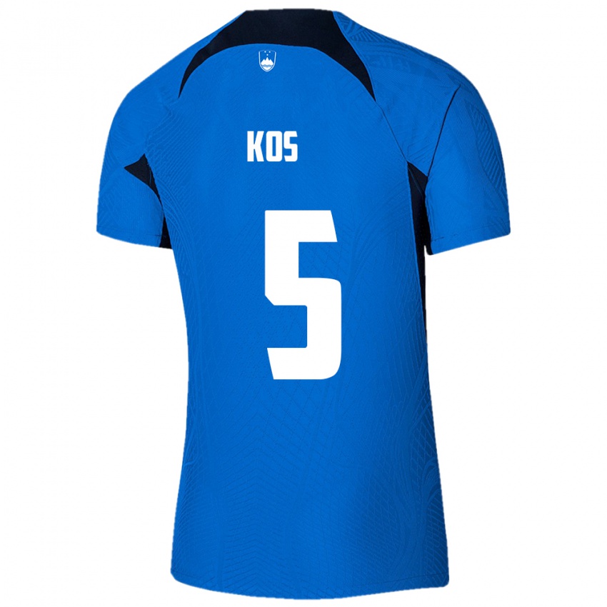 Kinderen Slovenië Evelina Kos #5 Blauw Uitshirt Uittenue 24-26 T-Shirt