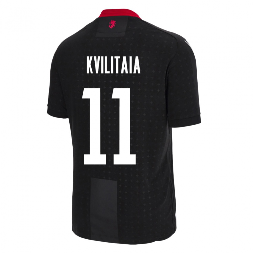 Kinderen Georgia Giorgi Kvilitaia #11 Zwart Uitshirt Uittenue 24-26 T-Shirt