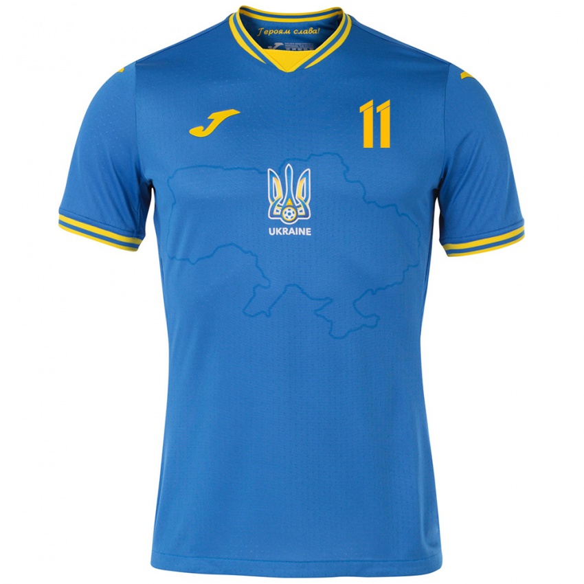 Kinderen Oekraïne Nikita Kryvtsov #11 Blauw Uitshirt Uittenue 24-26 T-Shirt