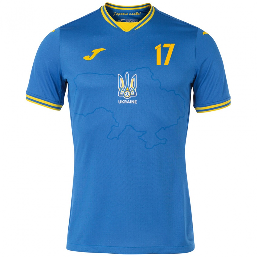 Kinderen Oekraïne Daryna Apanashchenko #17 Blauw Uitshirt Uittenue 24-26 T-Shirt