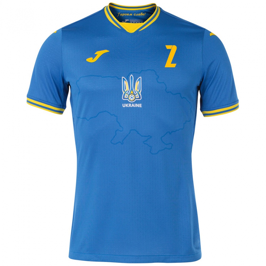 Kinderen Oekraïne Kostyantyn Vivcharenko #2 Blauw Uitshirt Uittenue 24-26 T-Shirt